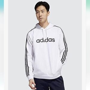 Adidas White and Black Sweatshirt with Iconic‎ 3-Stripes.mens Sz.L W Pouch